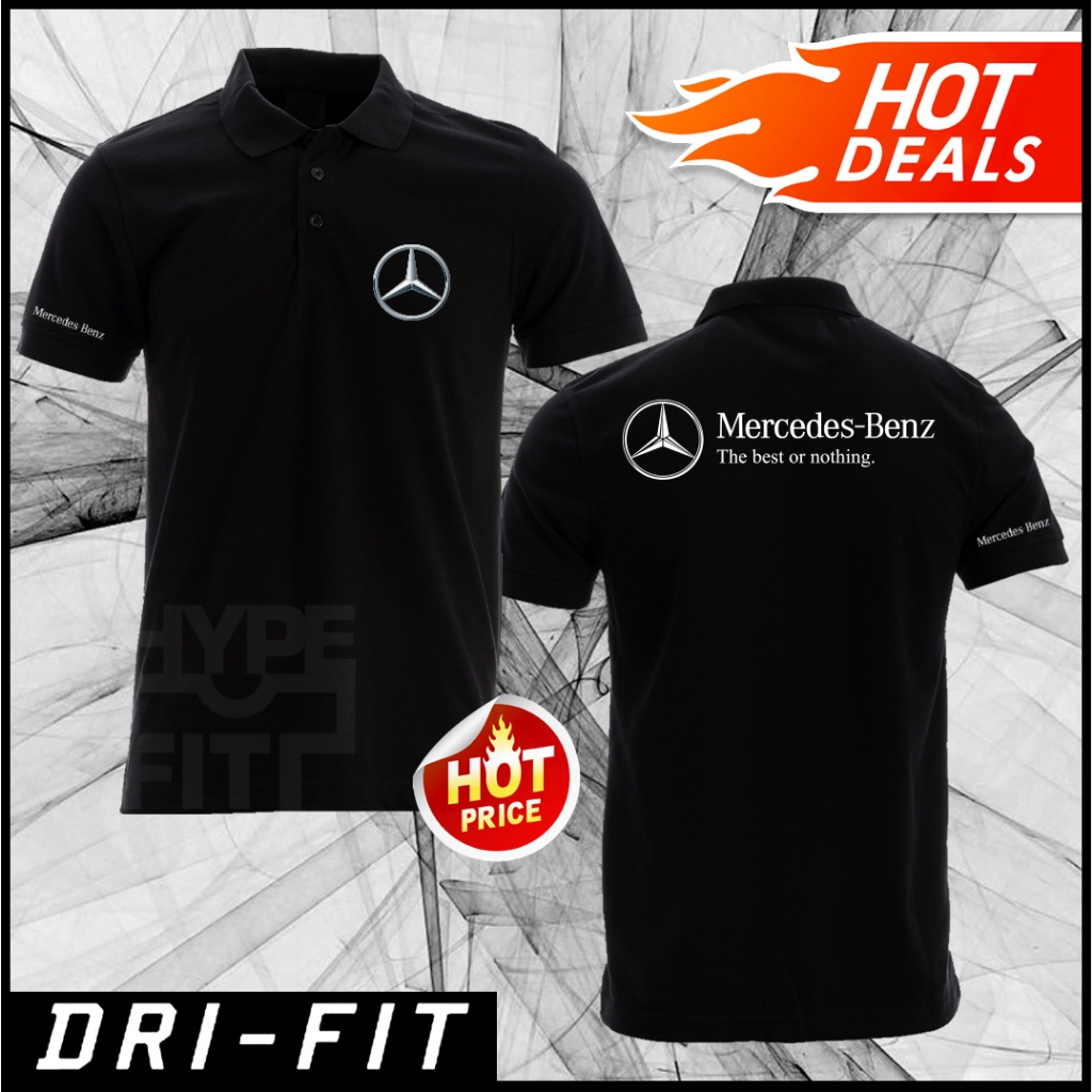 ใหม่ Mercedes - Benz The Best Or Nothing Logo Polo Quickdry Dry Fit Microfiber Crossrunner เสื้อยืดแ