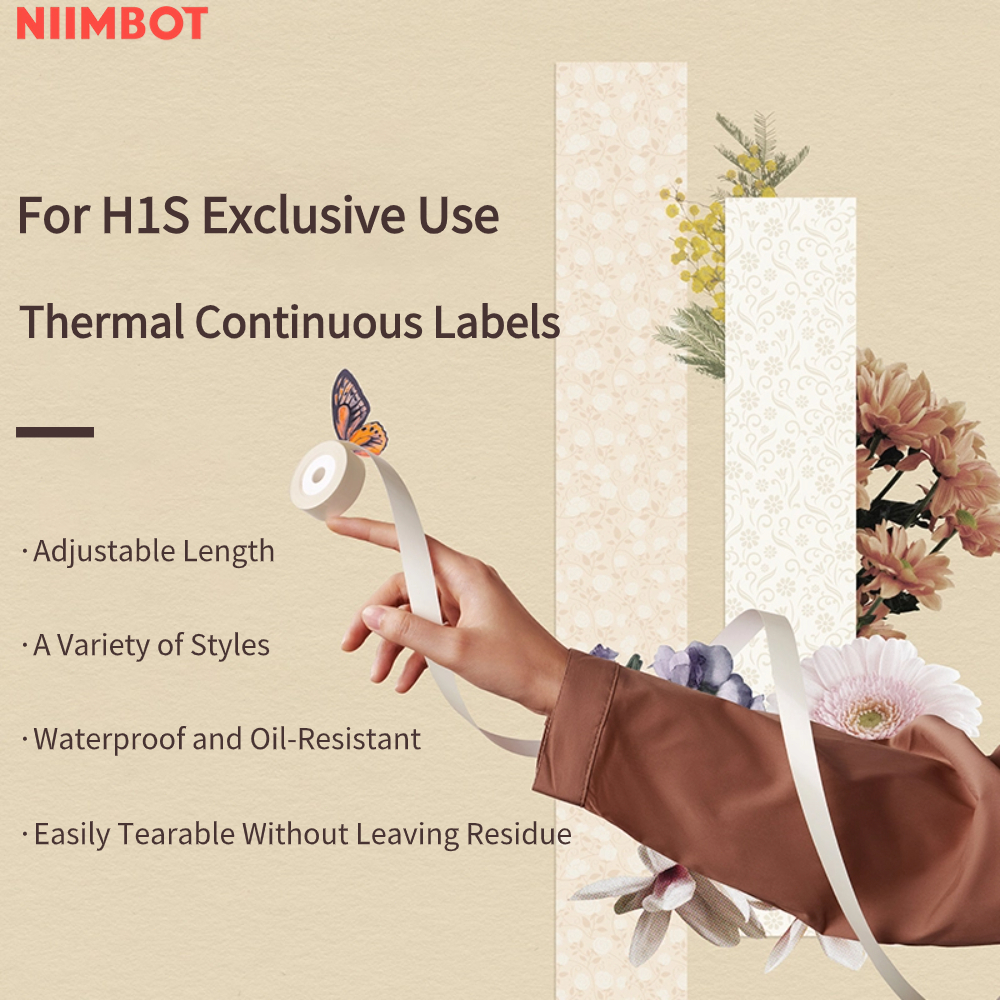 [H1S เฉพาะ] เครื่องพิมพ์ฉลาก NIIMBOT H1S กระดาษต่อเนื่องการพิมพ์แบบมีกาวในตัว Chen Small Print Mark 