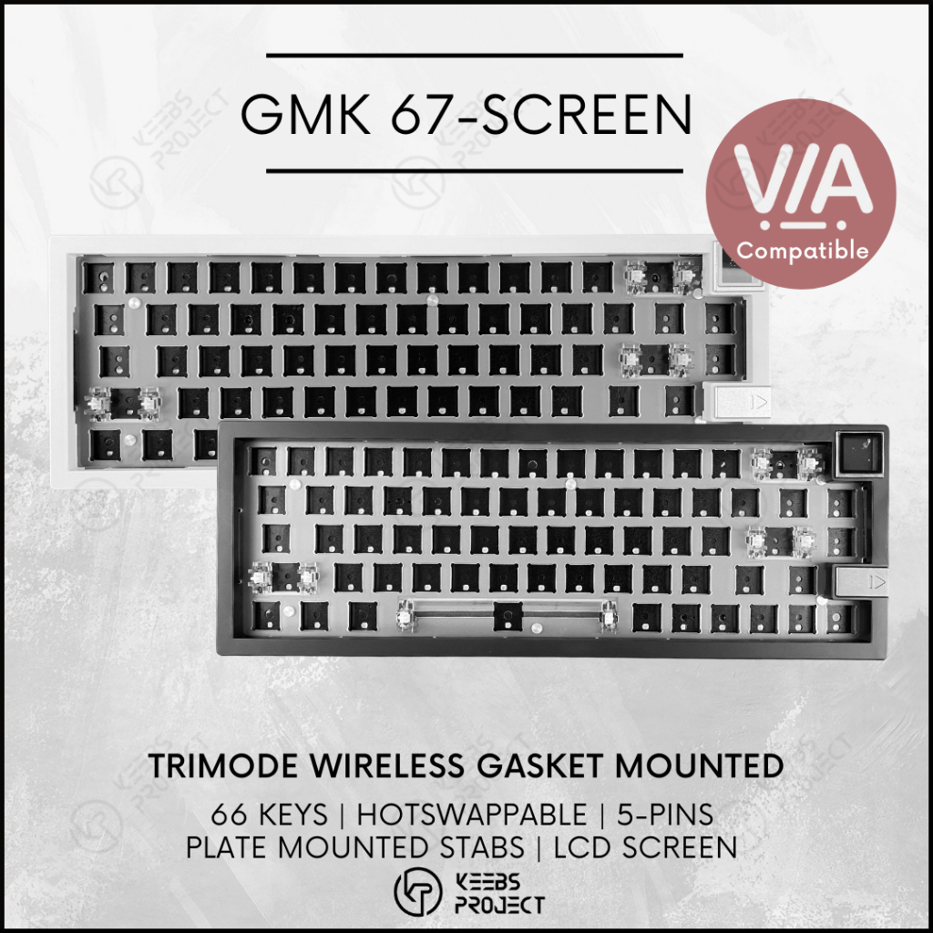 ZUOYA GMK67 หน้าจอ Via คีย์บอร์ดไร้สาย Trimode ปะเก็นติดตั้งคีย์บอร์ดแบบกลไก