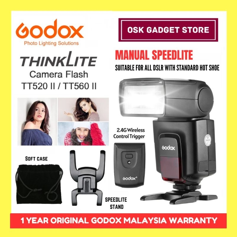 Godox TT520III TT520 III กล้อง Speedlite พร้อมตัวรับสัญญาณในตัวและเครื่องส่งสัญญาณ RT แฟลชแบบแมนนวล 