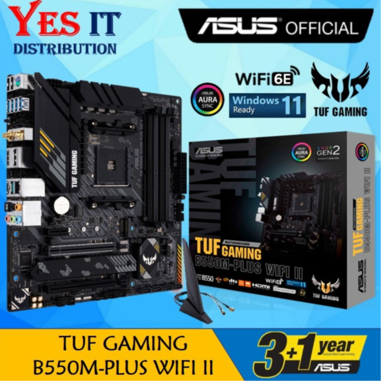 ASUS TUF GAMING B550M-PLUS WIFI II (AM4) MATX RGB GAMING MOTHERBOARD + AMD CPU RYZEN PROCESSOR