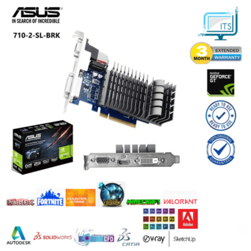 กราฟิกการ์ด ASUS GeForce GT610, 2GB-GDDR3 (GT610-SL-2GD3-L) VGA - HDMI - DVI UEFI Low-Profile