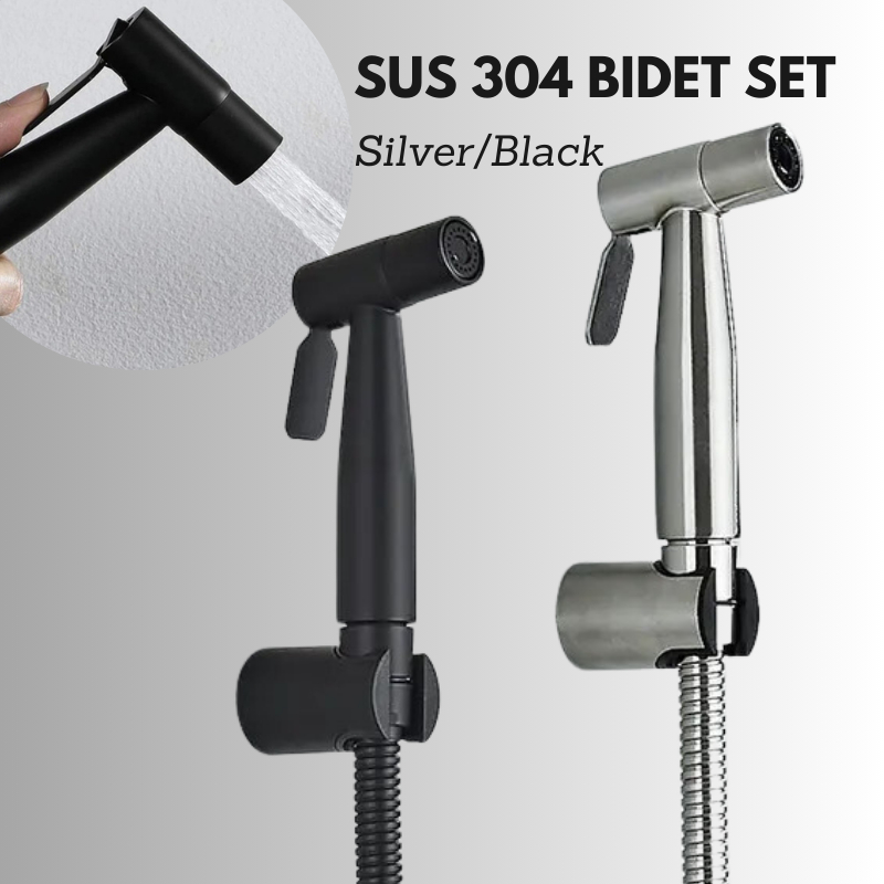 BATHKITCHZ เงิน/สีดํา 304 สแตนเลส Bidet สเปรย์ชุด Hand Bidet Shower Bidet ผู้ถือห้องน้ําท่อห้องน้ําท