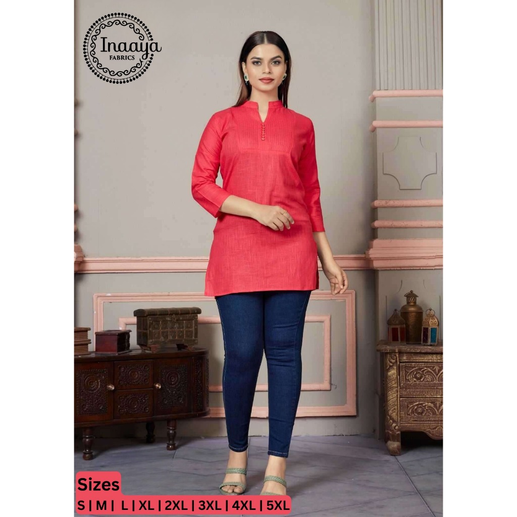 ผ้าฝ้ายสั้น Kurti สําหรับผู้หญิงโดยผ้า Inaaya