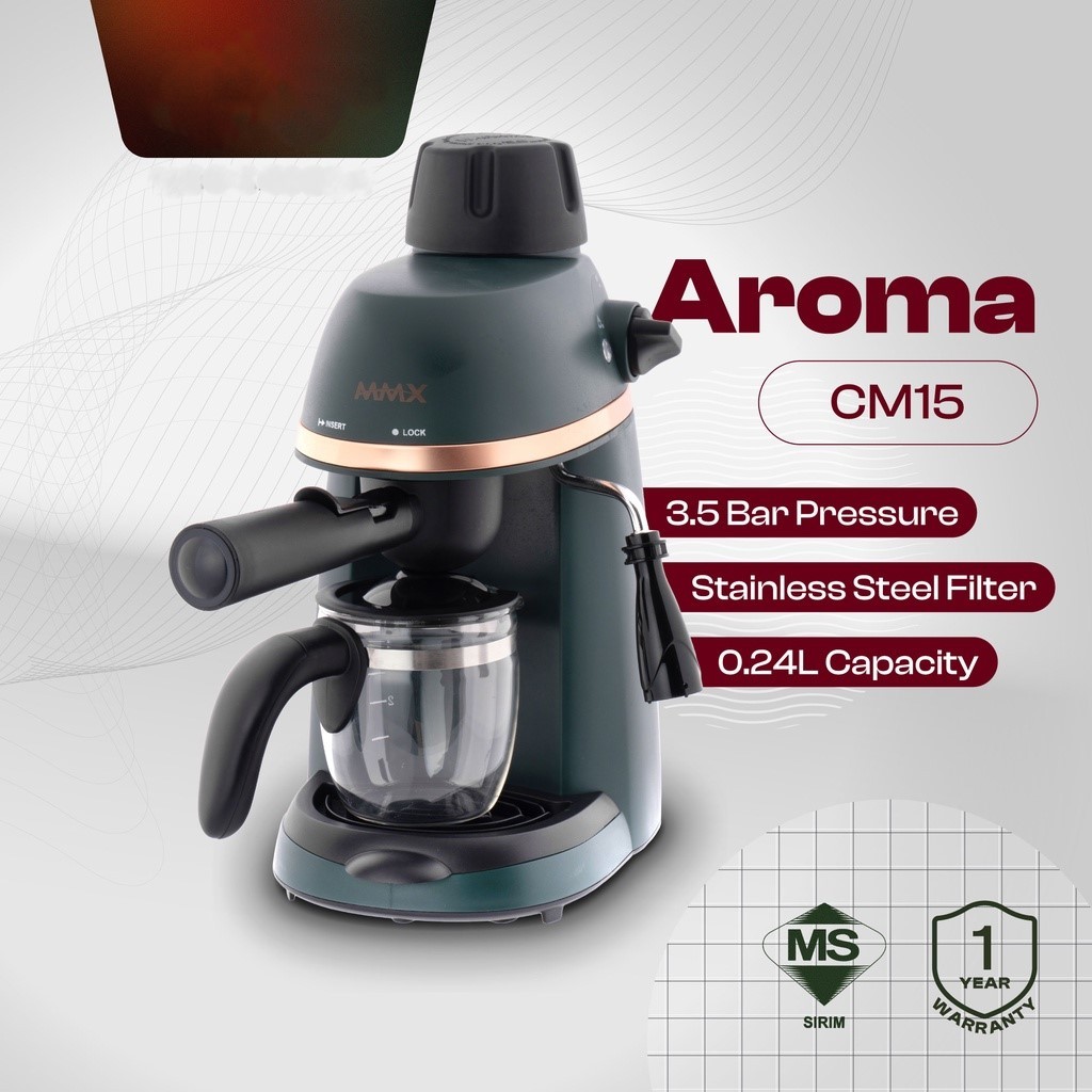 Mmx Aroma CM15 เครื่องชงกาแฟเอสเปรสโซ่ 0.24 ลิตร 3.5 บาร์
