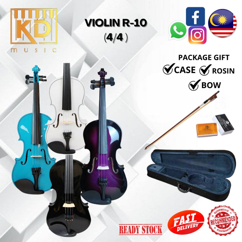 COLOURFUL VIOLIN R-10 4/4 - MAPLE TOP + ฟรีกระเป๋า + BOW ฟรี + ฟรี ROSIN