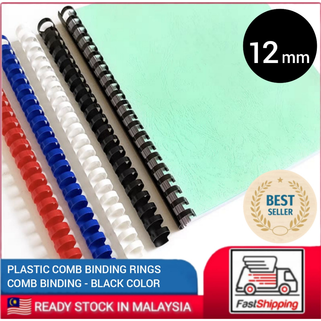 Binding หวีพลาสติกหวีพลาสติก Binding Rings Binding Comb Ring Comb สีดํา 12 มม.