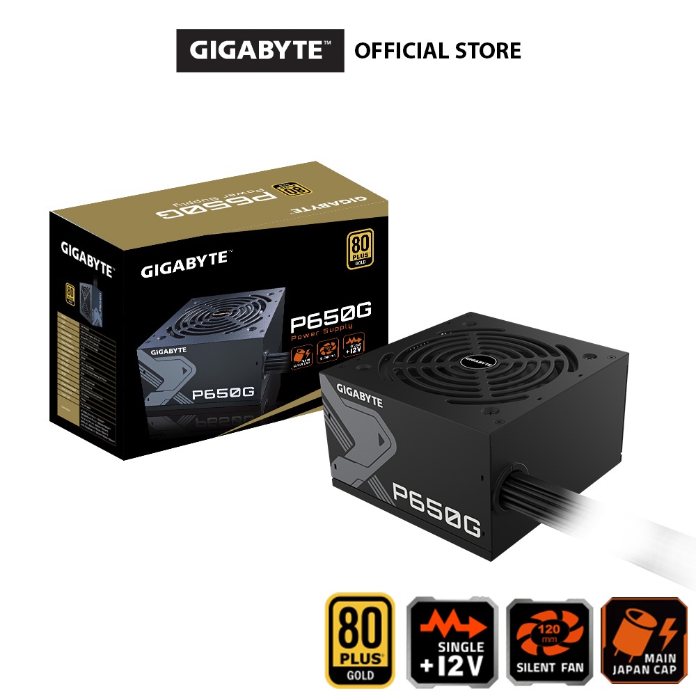 Gigabyte P650G 80+ Gold Power Supply Unit 80 Plus Gold Certified 650W เดี่ยว + 12V Rail Non-Modular 
