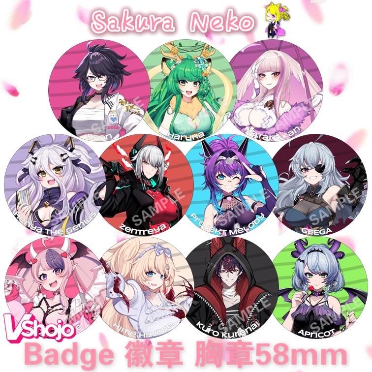 VShojo คู่มือเกม VTuber ป้ายปุ่มอนิเมะ 动漫边 58 มม.
