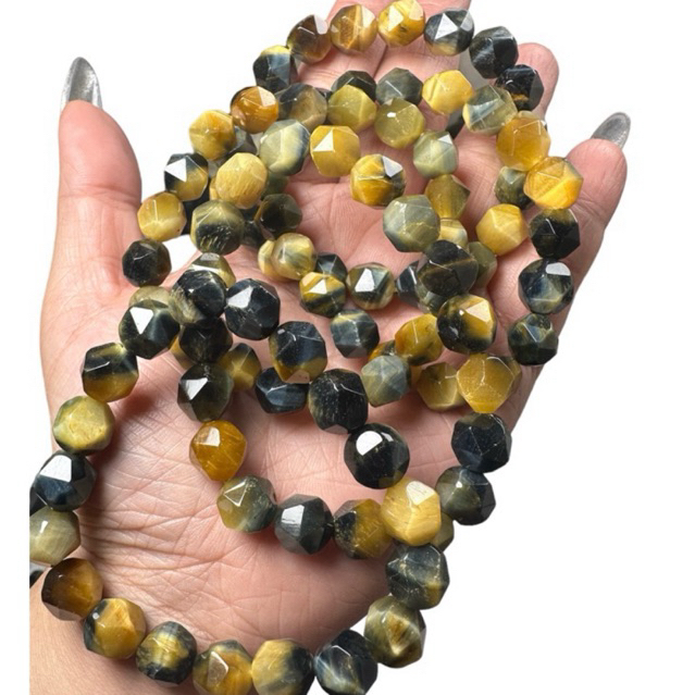 天然 Dream Tiger Dream Tiger Eye Faceted 9 มม.ธรรมชาติ/ Dreamy Tiger Eye Faceted 9 มม.