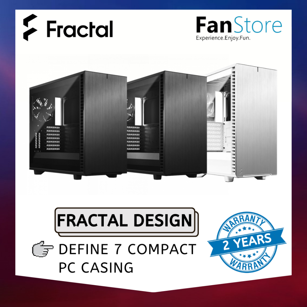 Fanstore FRACTAL DESIGN Define 7 Compact ATX เคสพีซีตั้งโต๊ะ - สีดําและสีขาว (เข้ม / อ่อน / ใส)