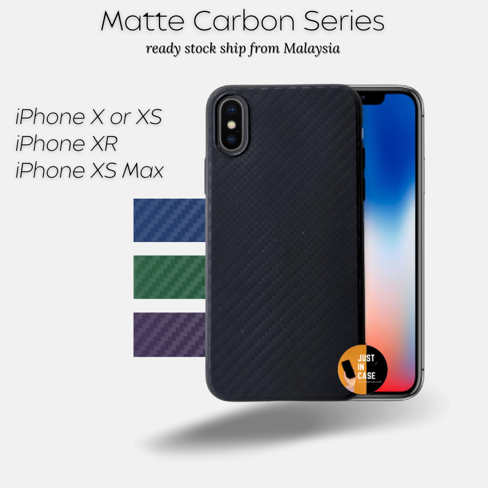 IPhone X XS XS Max XR Matte Carbon Fiber ยืดหยุ่น Soft Slim TPU เคสโทรศัพท์