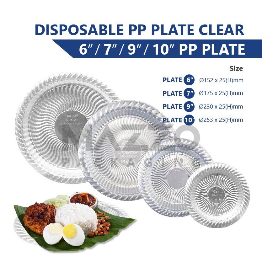 PP CLEAR Plate 6" / 7" / 9" / 10" จานพลาสติก PP แบบใช้แล้วทิ้ง (50 ชิ้น) Party PP Plate - Pinggan Pl