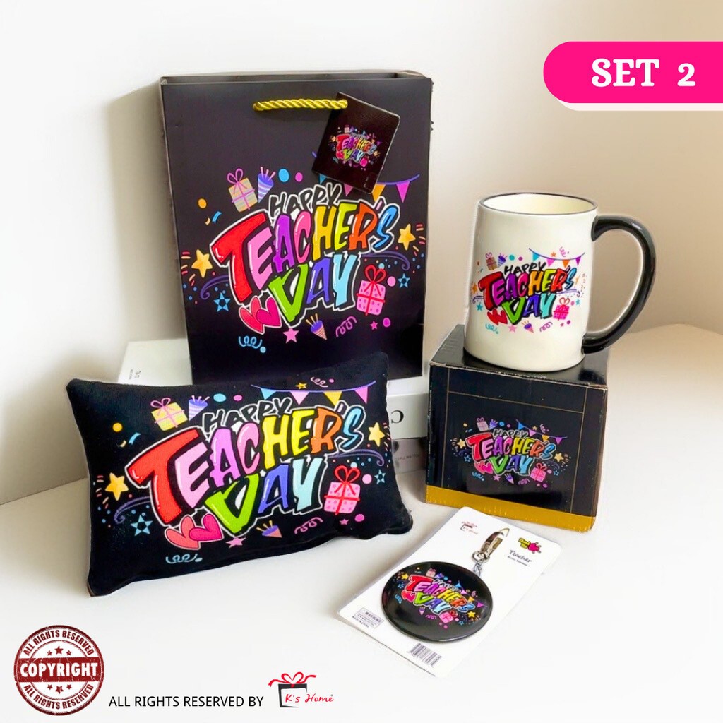 2025 หมอนวันครูรัก+ถุงกระดาษ+GiftCard Hari Guru Happy Teacher Day Bantal Love