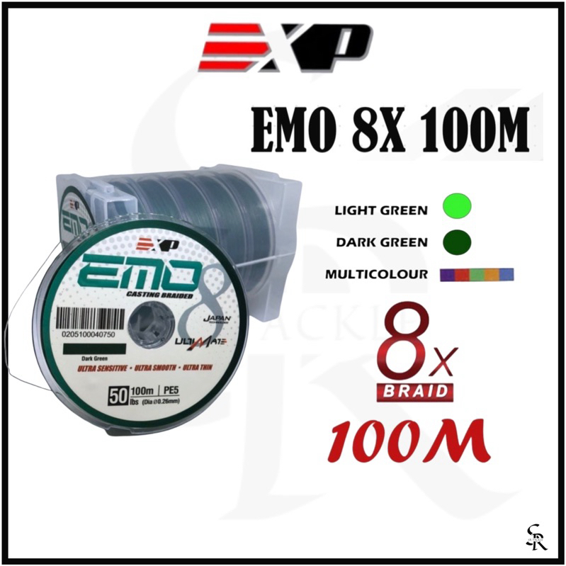 EXP EMO 8X 100 M - 600 M Jigging สายตกปลาถัก Ultra Sensitive Smooth บาง Strong PE Multifilament ทนทา
