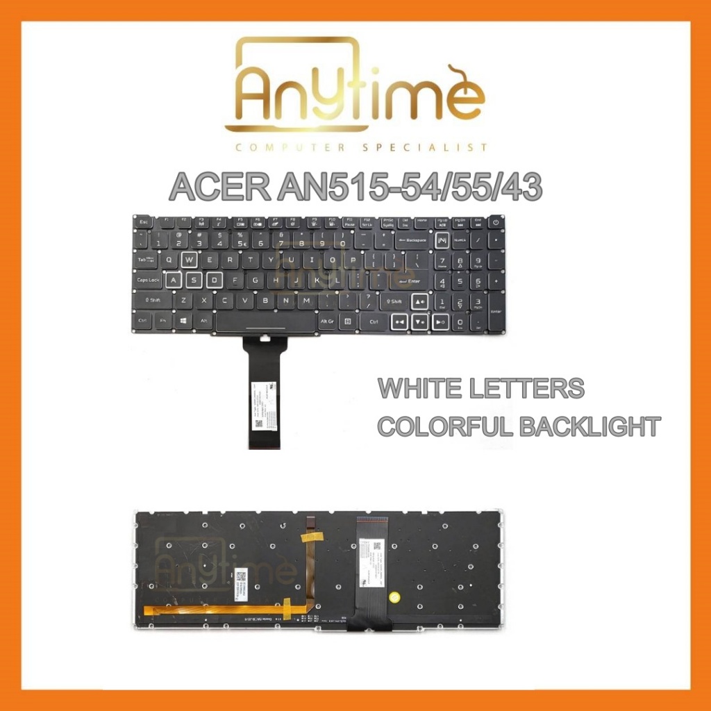 แป้นพิมพ์แล็ปท็อป US RGB มีไฟแบ็คไลท์ แบบเปลี่ยน สําหรับ Acer Nitro 5 AN515-43 AN515-54 AN515-55 AN517-51 Nitro