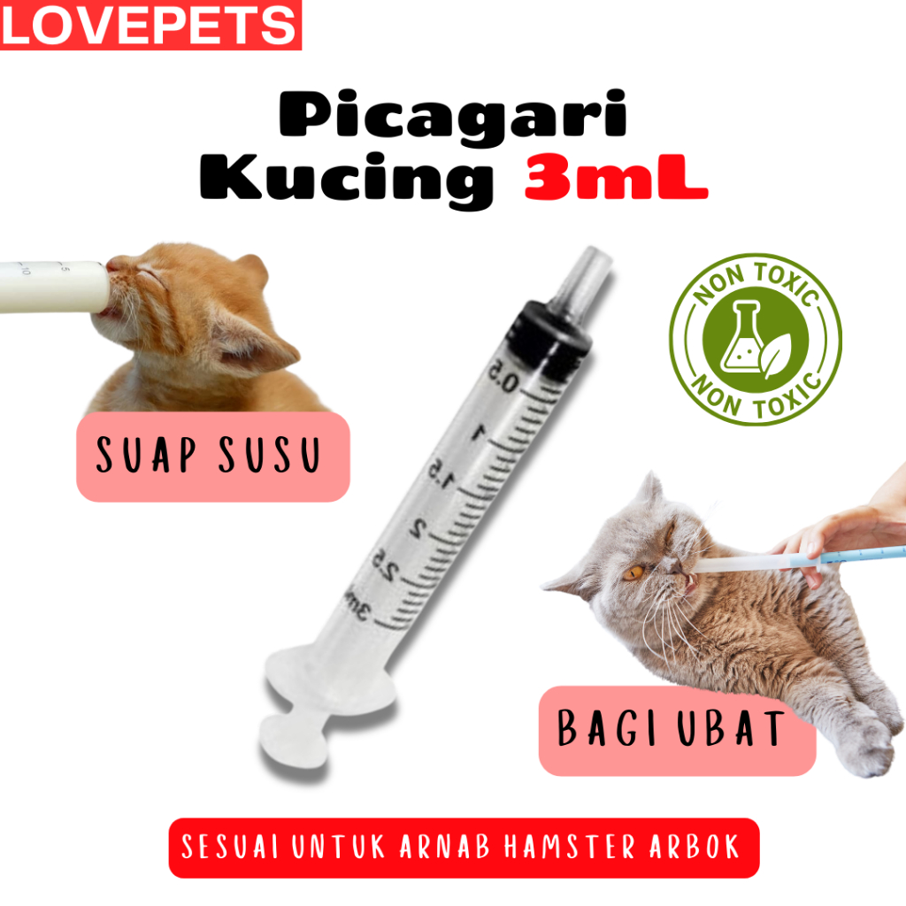 LovePets Cat Syringe 3mL / Cat Syringe 3mL / เหมาะสําหรับกระต่าย, หนูแฮมสเตอร์, Guniea Pig