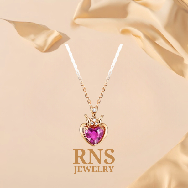 RNS สร้อยคอชุบทองกุหลาบคริสตัลจี้รักแฟชั่น Ins ผู้หญิง Kalung Rantai Leher Perempuan