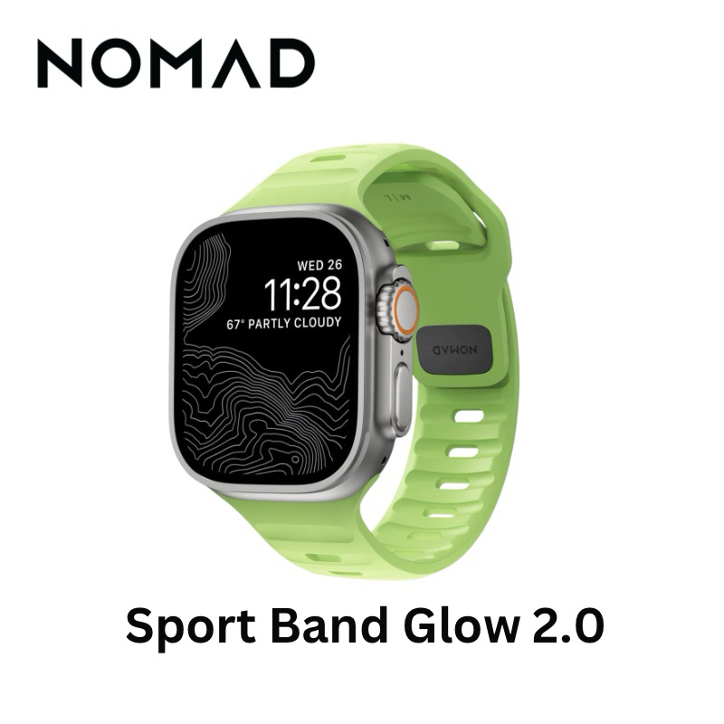 Nomad Glow 2.0 Sport Band สําหรับ AW 49mm, 45mm, 44mm, และ 42mm (Ultra & Ultra 2, Series 1-9, และ SE