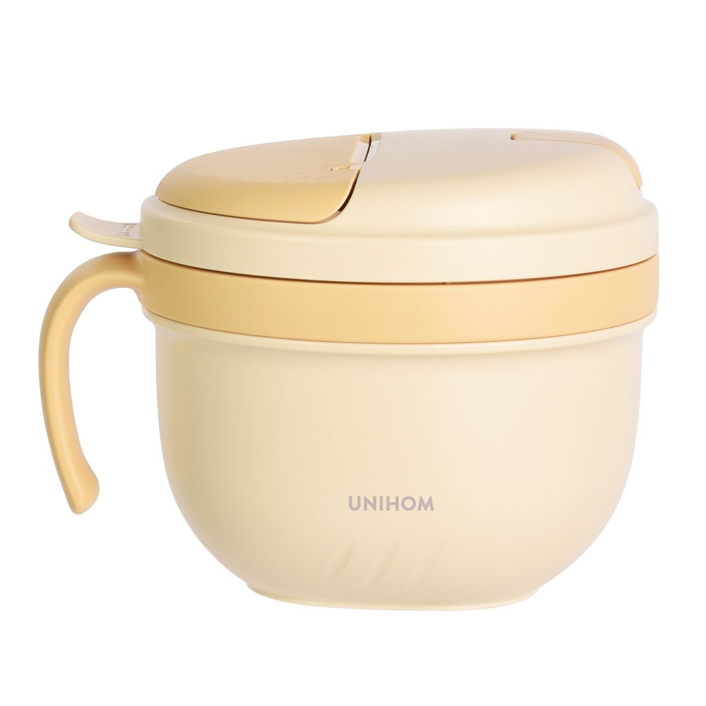 Uni Hom 1300ml สแตนเลส 304 ชามก๋วยเตี๋ยวพร้อมถาดด้านในกล่องอาหารกลางวันกลม UXFJD801X000 FJD801 FJD 8