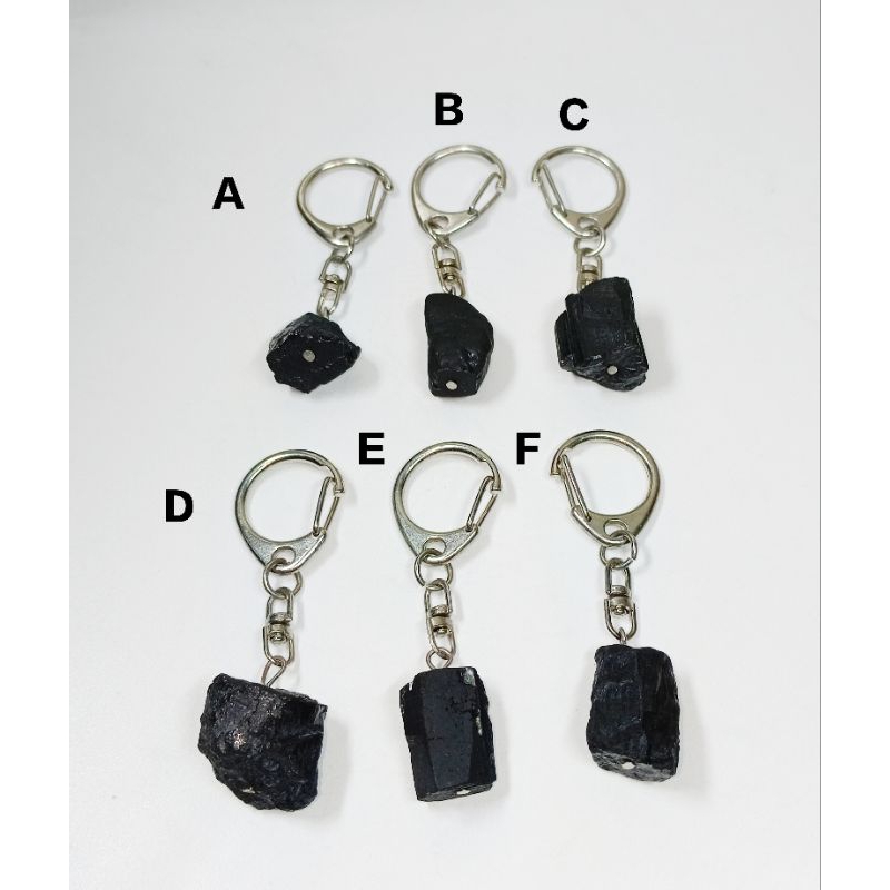 (CRYSTAL RAW STONE KEYCHAIN) BLACK TOURMALINE RAW STONE KEYCHAIN