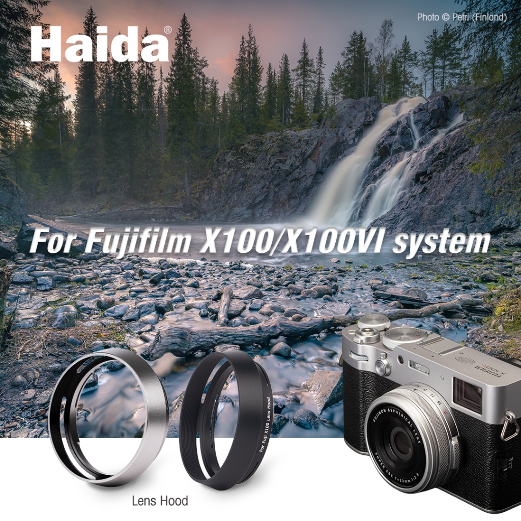 Haida NanoPro Mist Black 1/4 Filter & Lens Hood สําหรับกล้อง FUJIFILM X100/X100VI Series (สีเงิน)