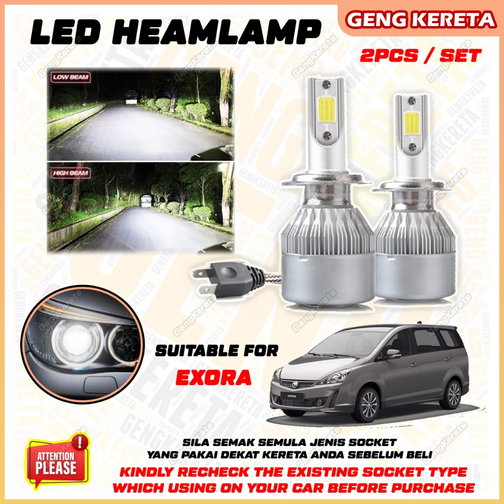 สําหรับ Proton Exora C6 ไฟหน้ารถหลอดไฟ LED สีขาวหลอดไฟ 6500k Lampu ขนาดใหญ่ Kereta Plug & Play 2 ชิ้