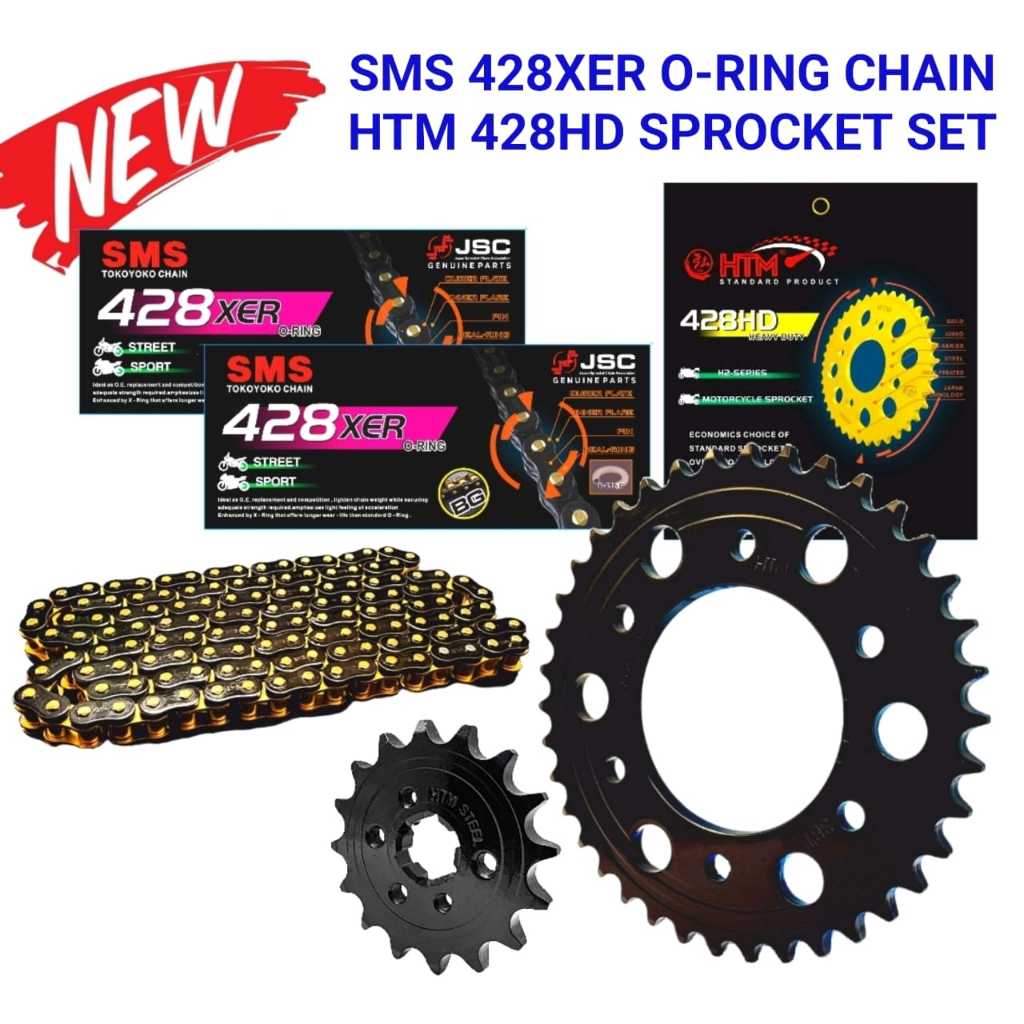 RS150 RXS 428HD-132L HTM SMS 428XER CHAIN 428 SPROCKET ชุดโซ่ทอง & SPROCKET RS RXS150 YTZ6V YTZ5S NG