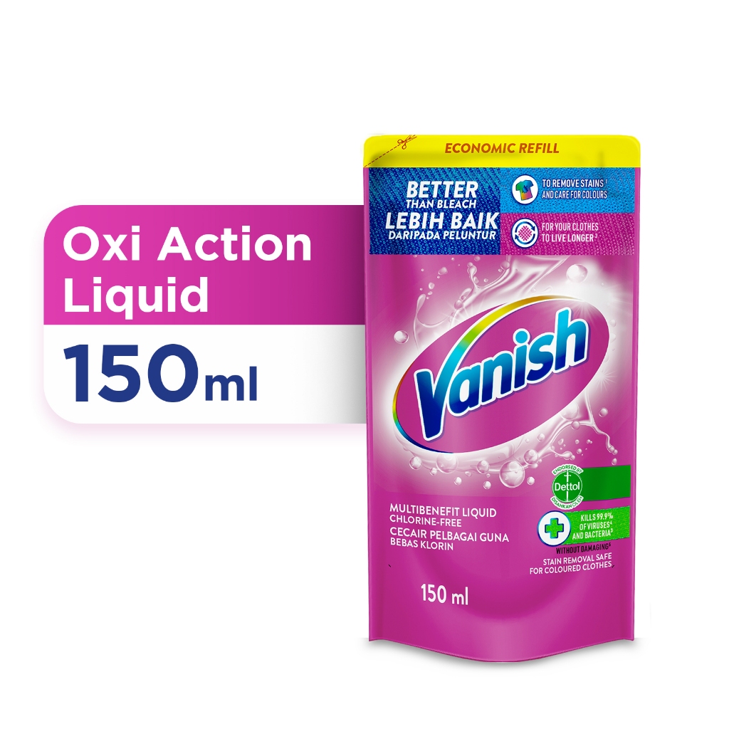 Vanish Fabric Clothes Oxi Action Stain Remover Pink Liquid Doy Refill 150ml