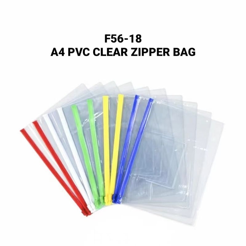 ((10 ชิ้น) F56-18 A4 PVC ถุงซิปใสกันน้ําใสขอบกระเป๋า X 10 ชิ้น