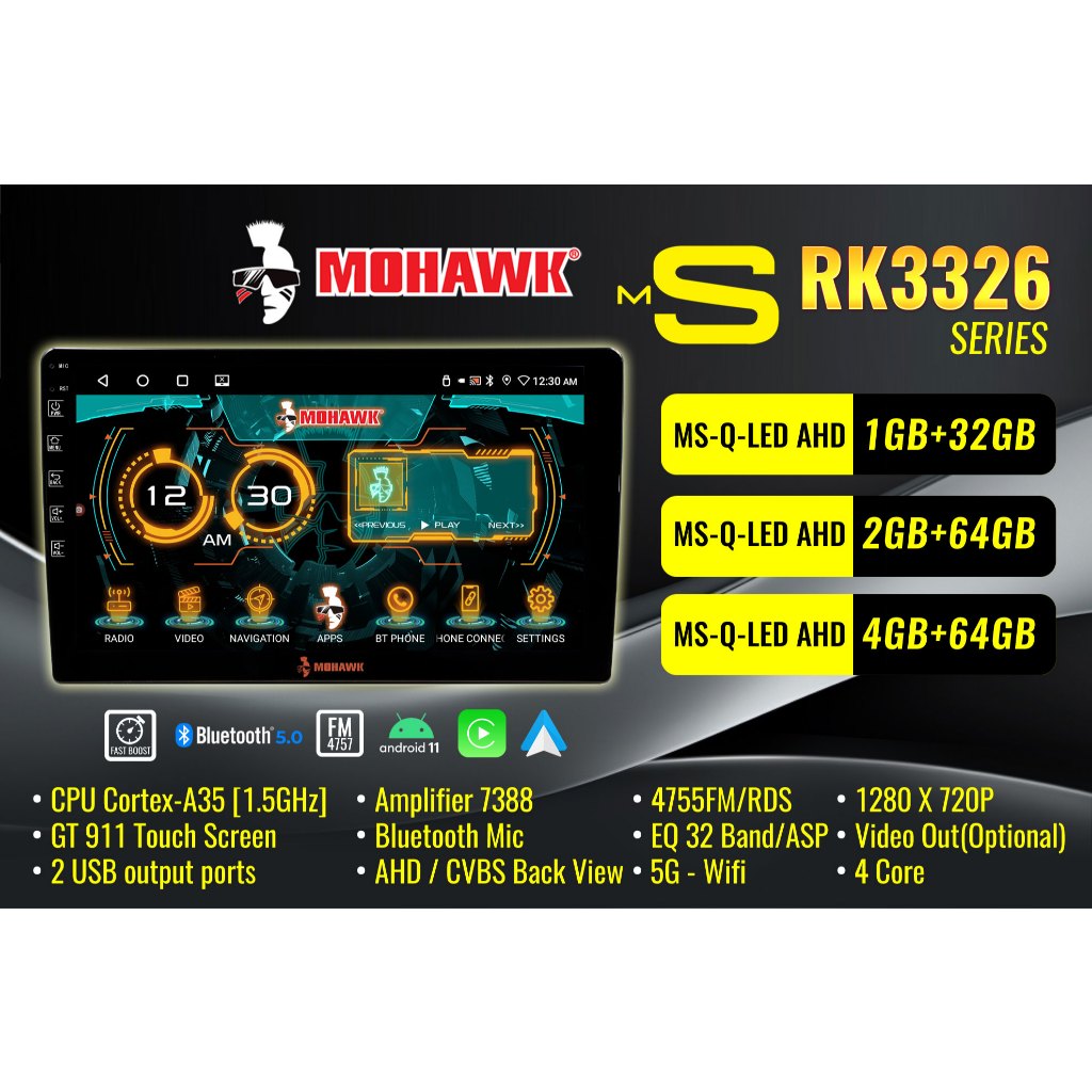 MOHAWK MS RK3326 SERIES-4+64GB 9"/10"(ฟรีกล้อง REVERSE)