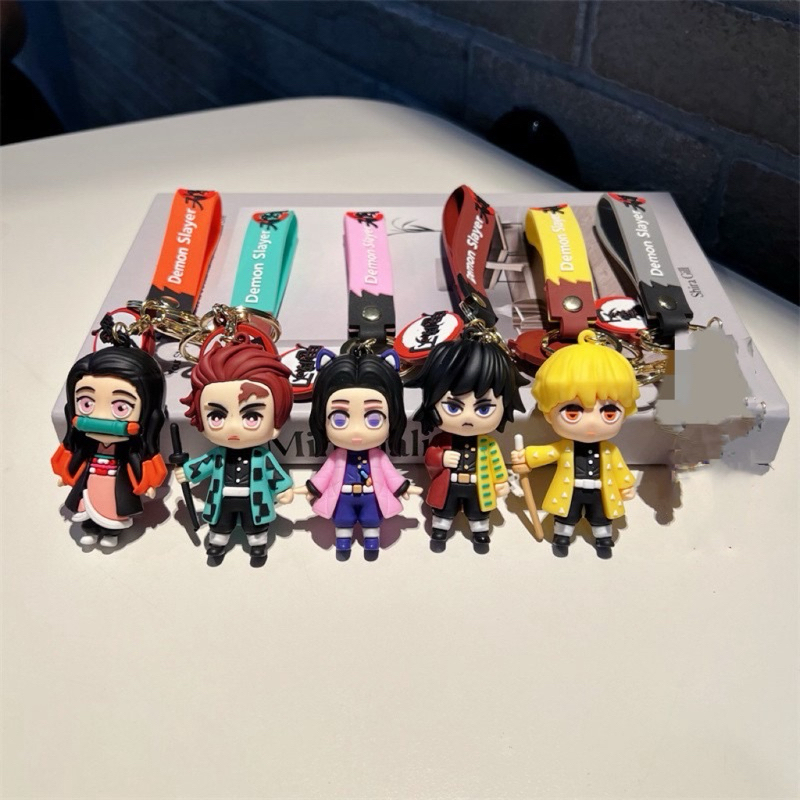 ญี่ปุ่น Anime Demon Slayer Tanjiro Nezuko Zenitsu Koc Giyuu พวงกุญแจพวงกุญแจ patung ตัวเลขตุ๊กตารุ่น