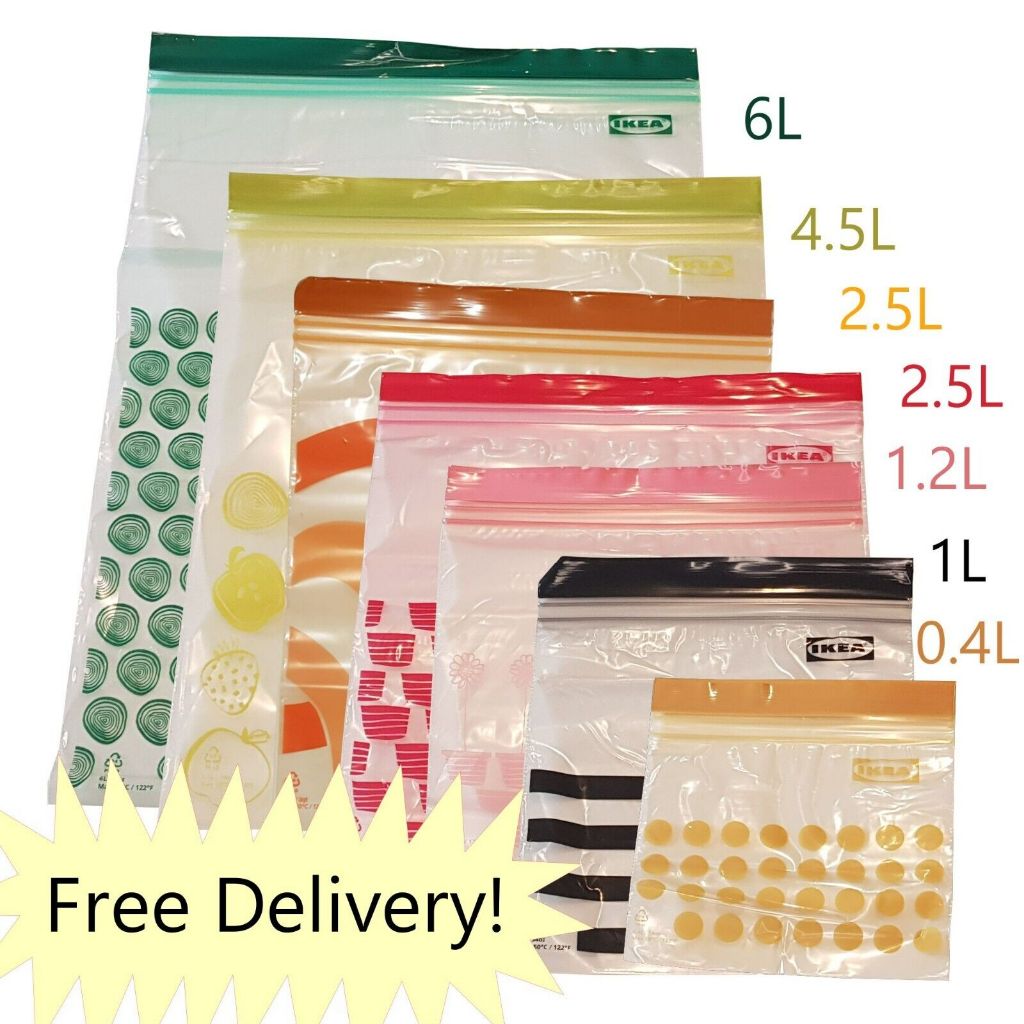 Ikea Ziplock Resealable Bag Frozen Freezer Food Bag ถุงพลาสติก Plastik Beg Dapur กระเป๋าเสื้อผ้าเด็ก
