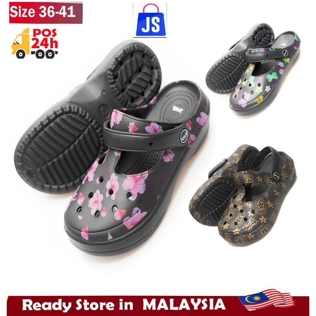 Js Flower Woman รองเท้าเจลลี่/Clogs Fashion Sandal crogs perempuan ไซส์ 36-41