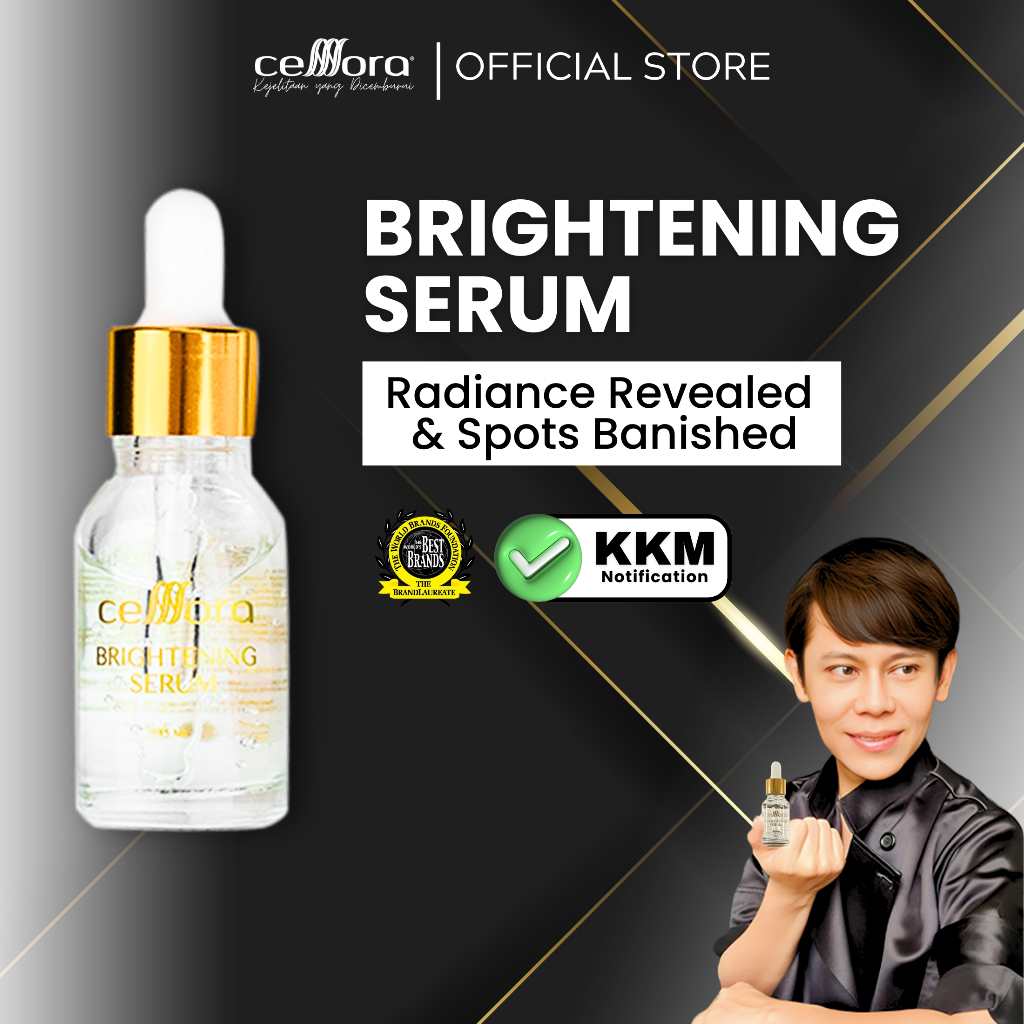 เซรั่ม Pencerah Wajah: Brightening Serum Celllora Teknologi Stem Cell CIGF, Arbutin, Glutathione, Hy