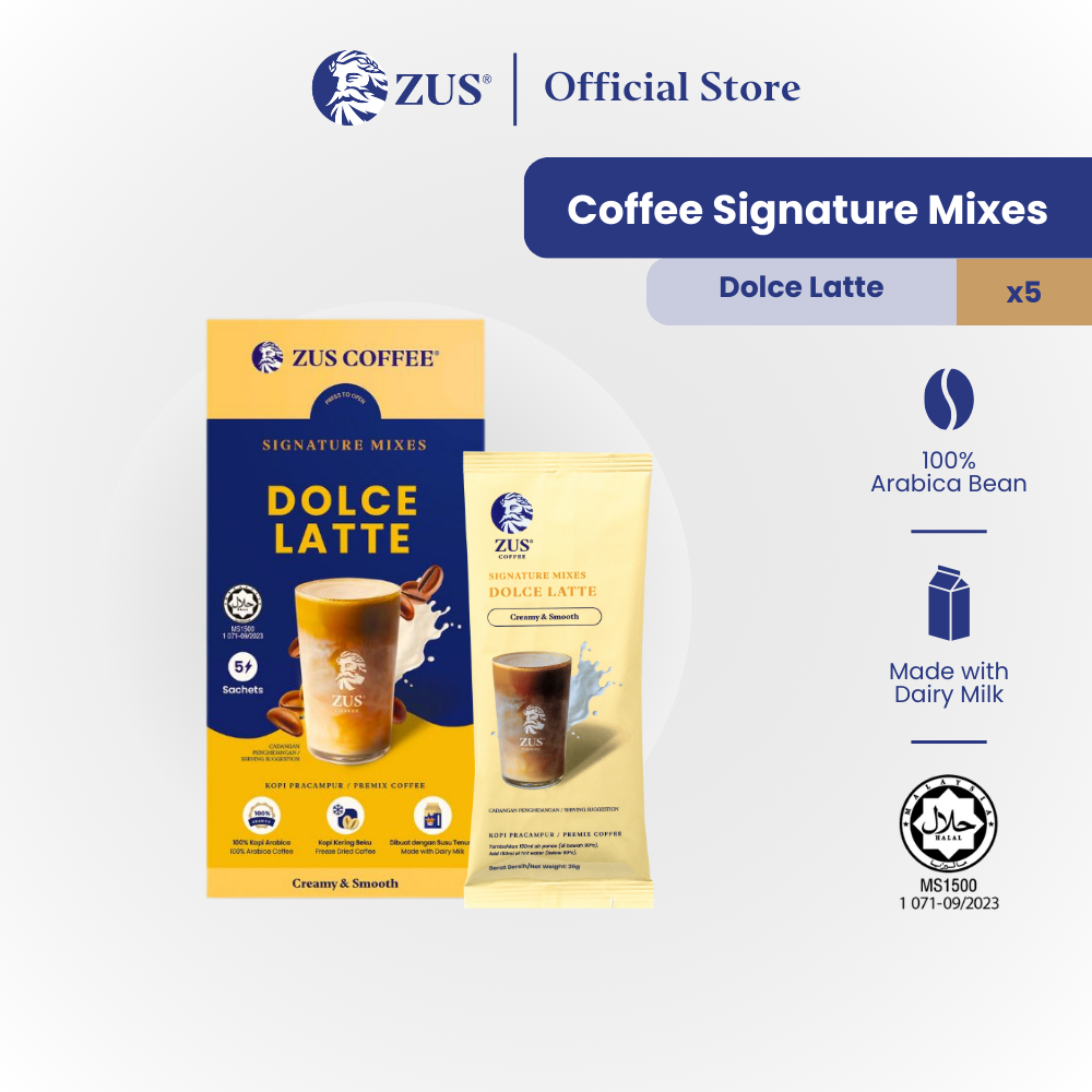 ZUS Signature Mixes Premium Instant Coffee - Dolce Latte - 5 แท่ง