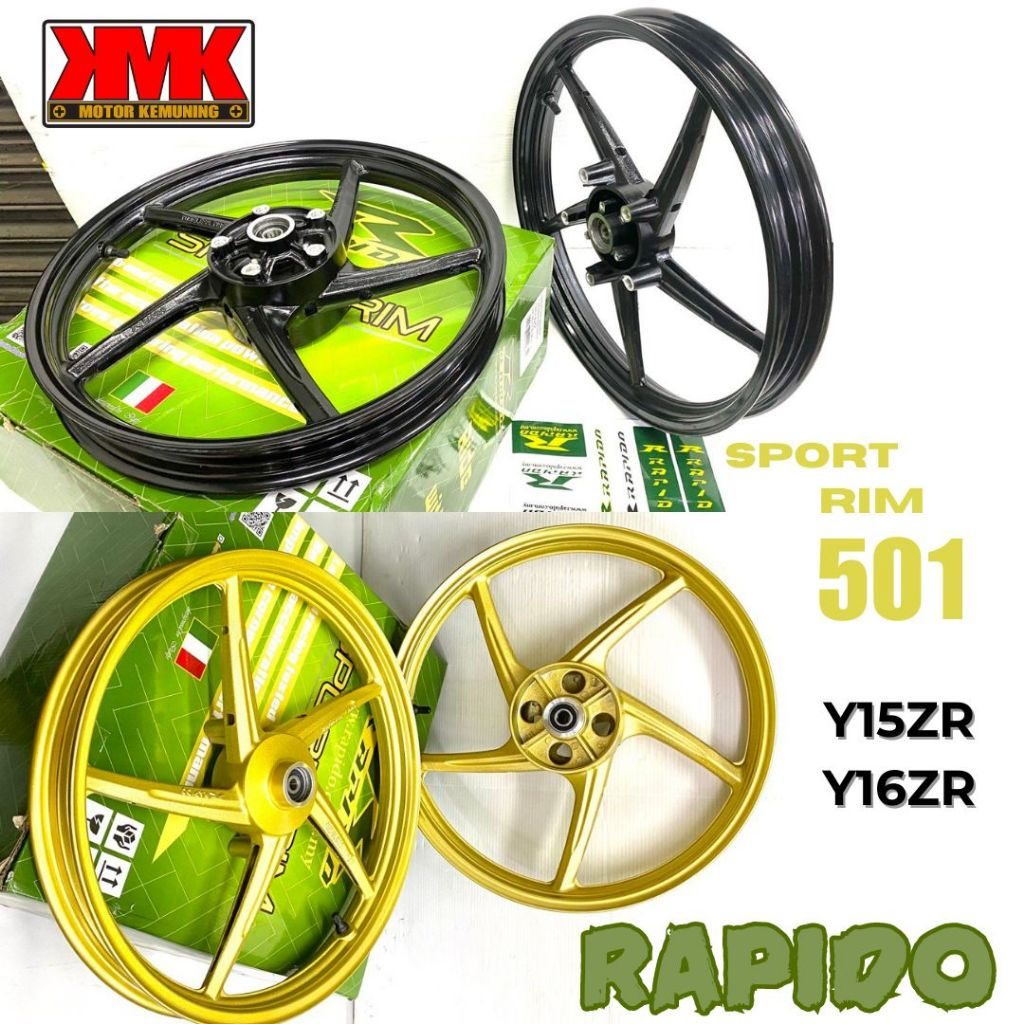 RAPIDO SPORT RIM 501 ABS ❗❗ Y15ZR / Y16ZR Y15 Y16 ABS 160/160 -17 185/250-17 BLACK GOLD