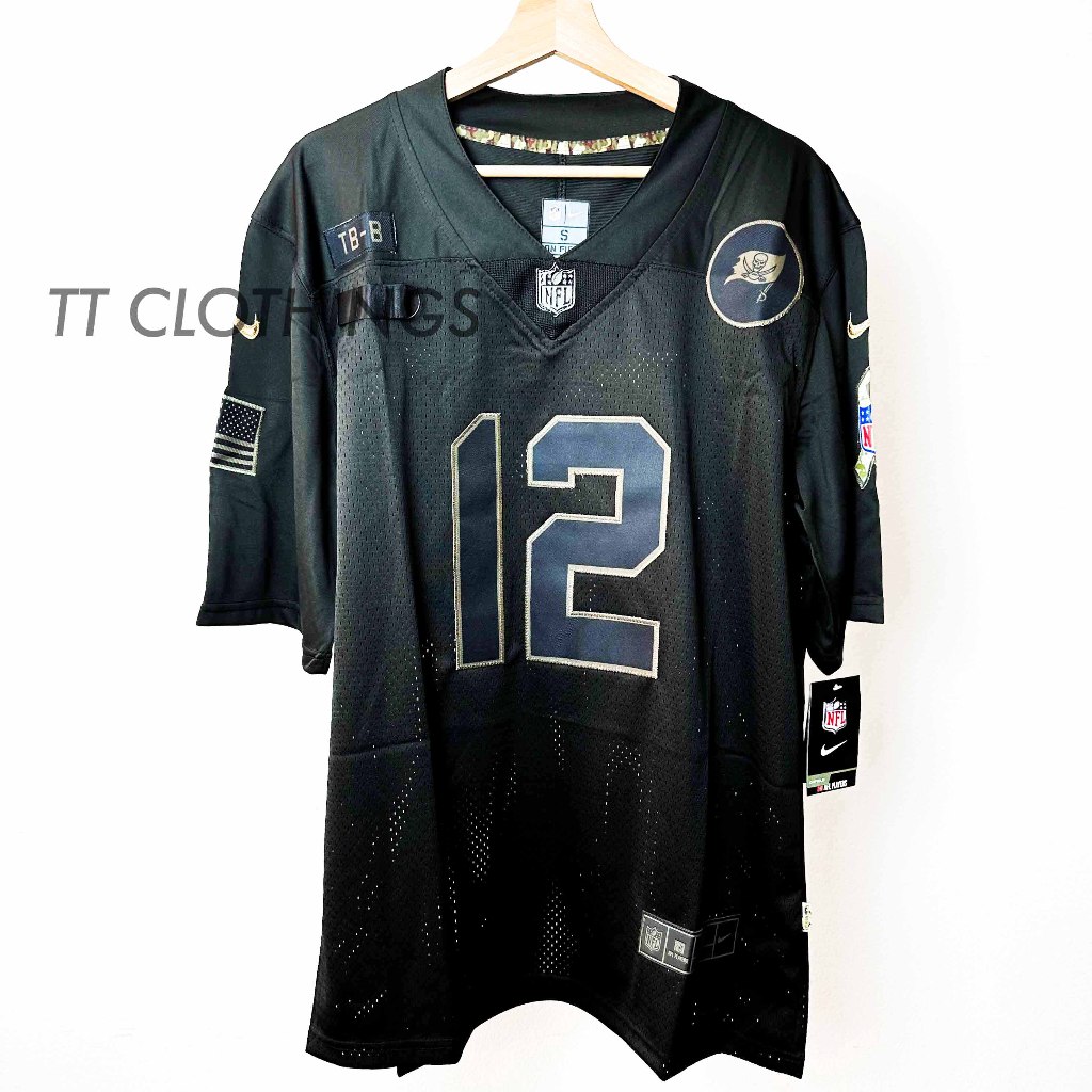Nfl ฟุตบอล Premium Jersey รักบี้ Tom Brady 12 Patriots MILITARY เสื้อเย็บปักถักร้อยสีดํา Plus ขนาดผู้ชาย