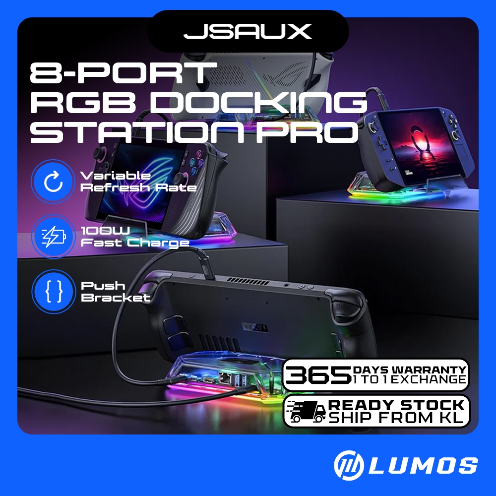 Jsaux HB0801S 8-Port RGB Docking Station Pro USB-C 8-in-1 อะแดปเตอร์มัลติฟังก์ชั่นพร้อม RGB HDMI 2.1