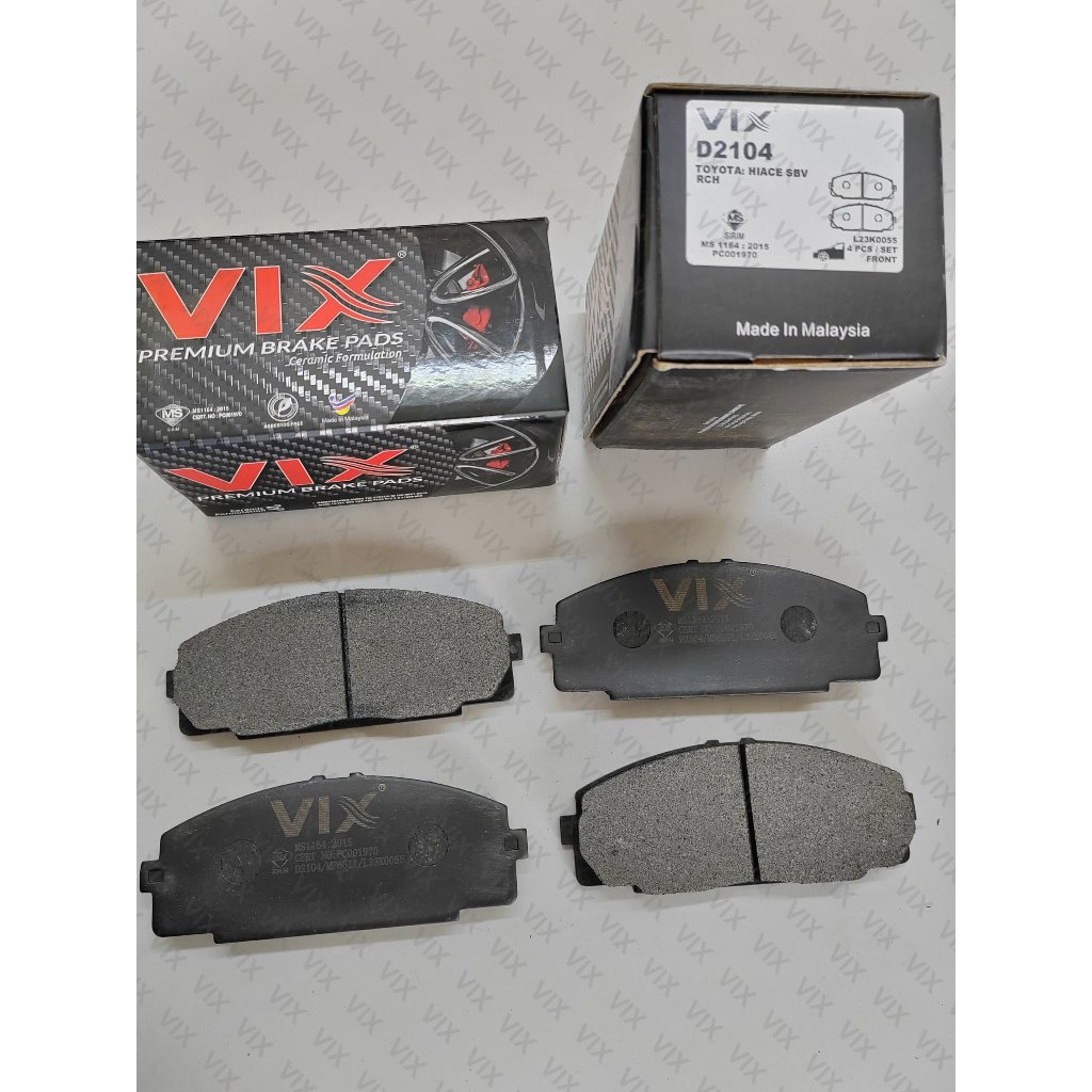 ผ้าเบรคหน้า VIX - Toyota Hiace SBV RCH - D2104 (1 ชุด)