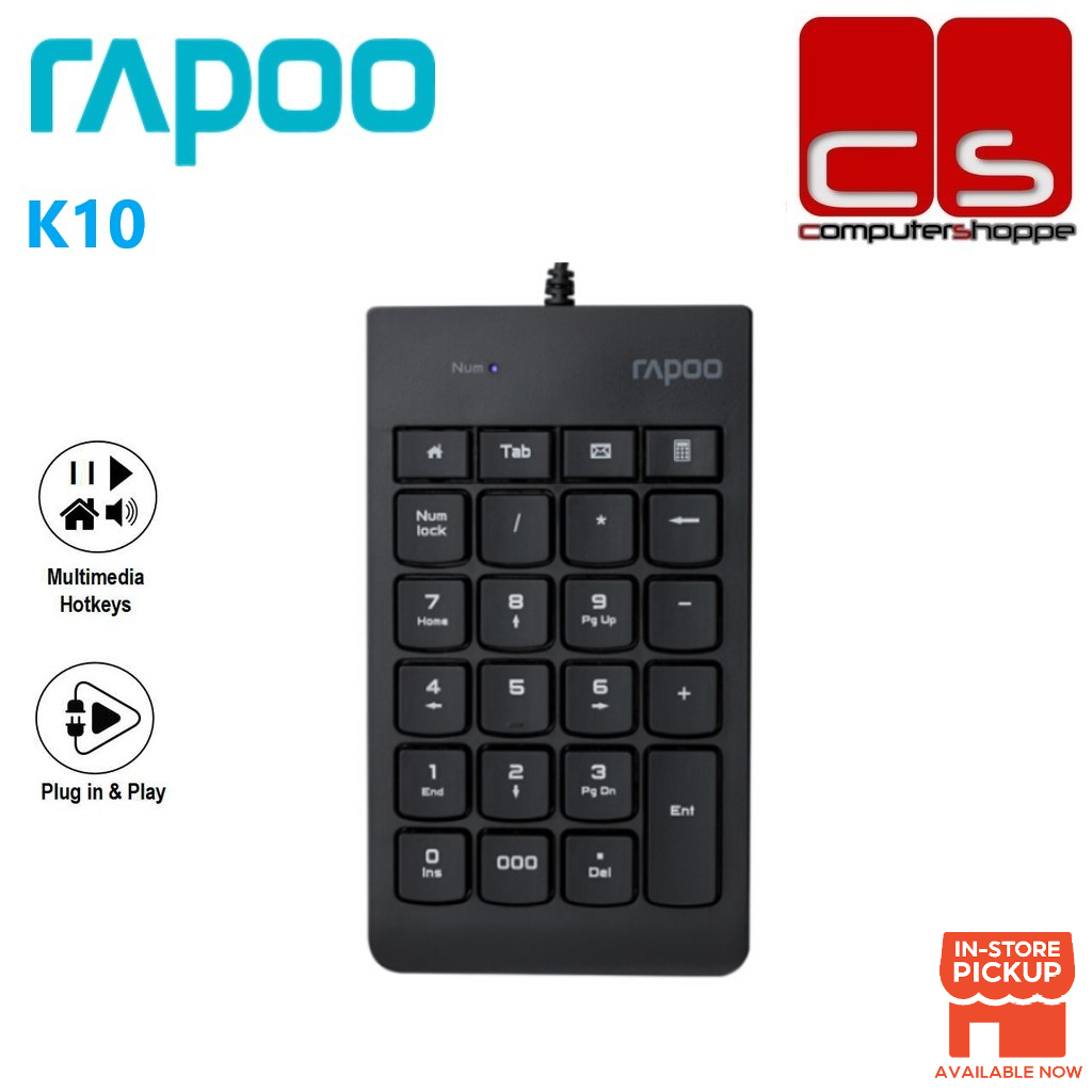 Rapoo K10 คีย์บอร์ดตัวเลขแบบมีสายขนาดกะทัดรัด