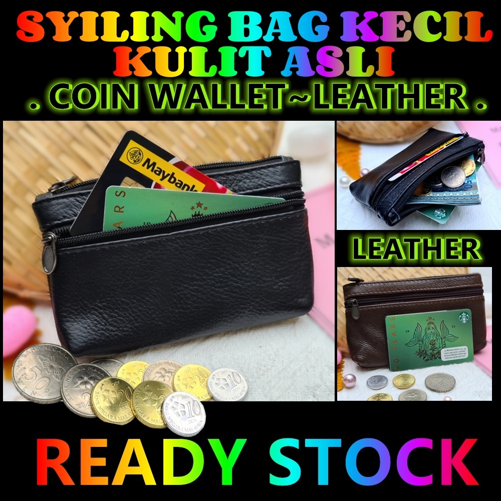 Coin Purse Zipper Coin Wallet leather Retro Coin Bag Beg Kulit Sying Kecil Kad 零钱包真皮拉链包