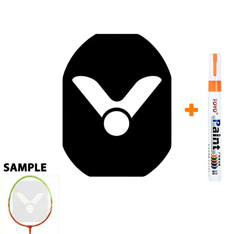 ไม้แบดมินตัน VICTOR LOGO Card Tennis Mark Stencil Board String Logo + 1x ORANGE Marker Pen