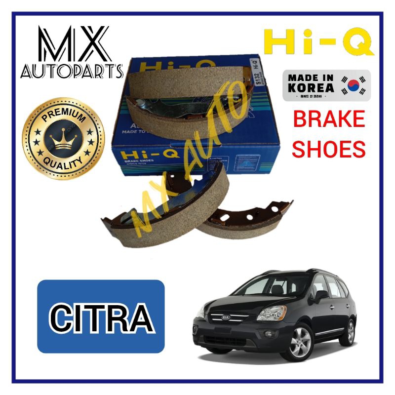 ( ผลิตในประเทศเกาหลี ) รองเท้าเบรกหลัง HI-Q LINING NAZA CITRA ( SA-079 ) OK2FA-26-38Z 1SET/4PCS