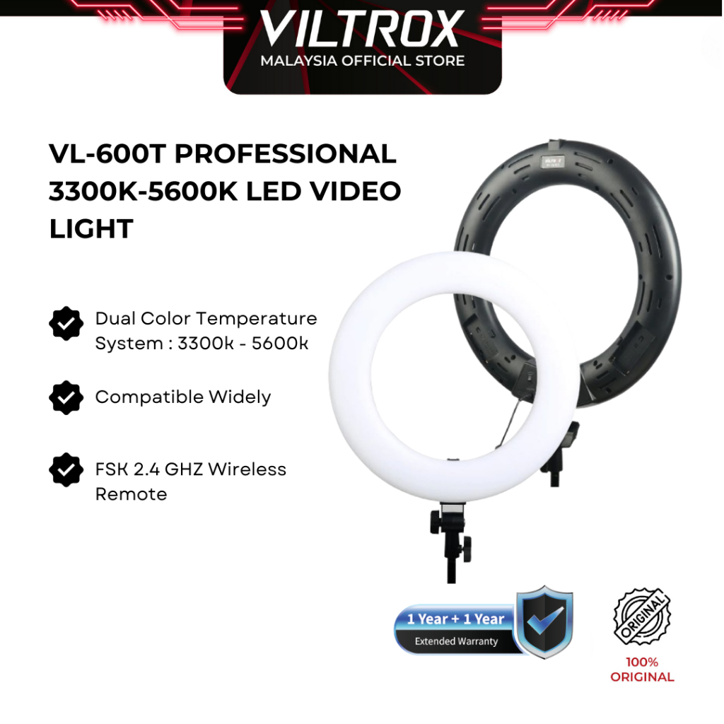 VILTROX VL-600T Professional 3300K-5600K LED Video Light
