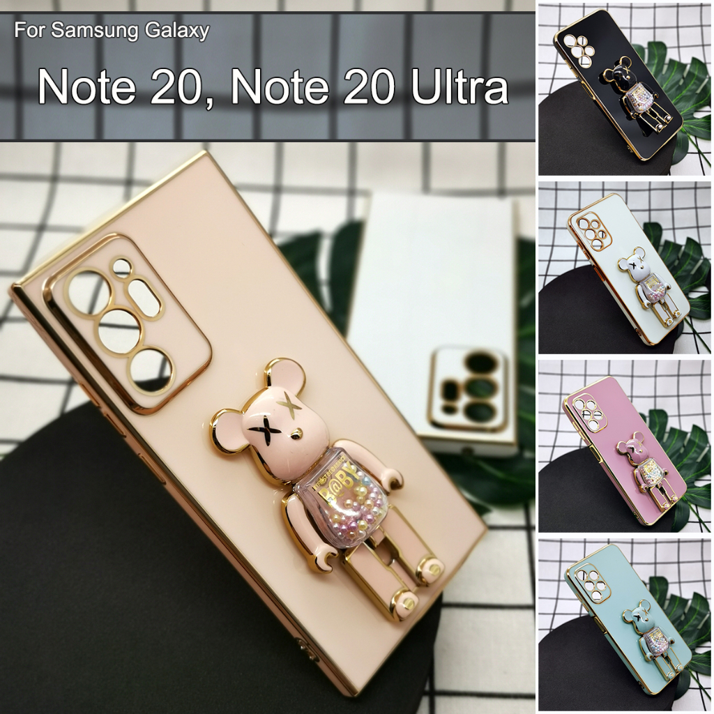 เคสมือถือสําหรับ Samsung Galaxy Note 20 Note 20 Ultra Cute Bear Stand I Holder DIY Soft Cover Casing
