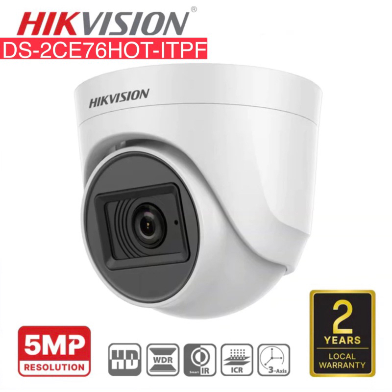 HIKVISION กล้องวงจรปิด DS-2CE76H0T-ITPF 5MP Indoor Dome (2.8 มม.) 5MP Turbo Full HD 1920P 4 In 1 AHD