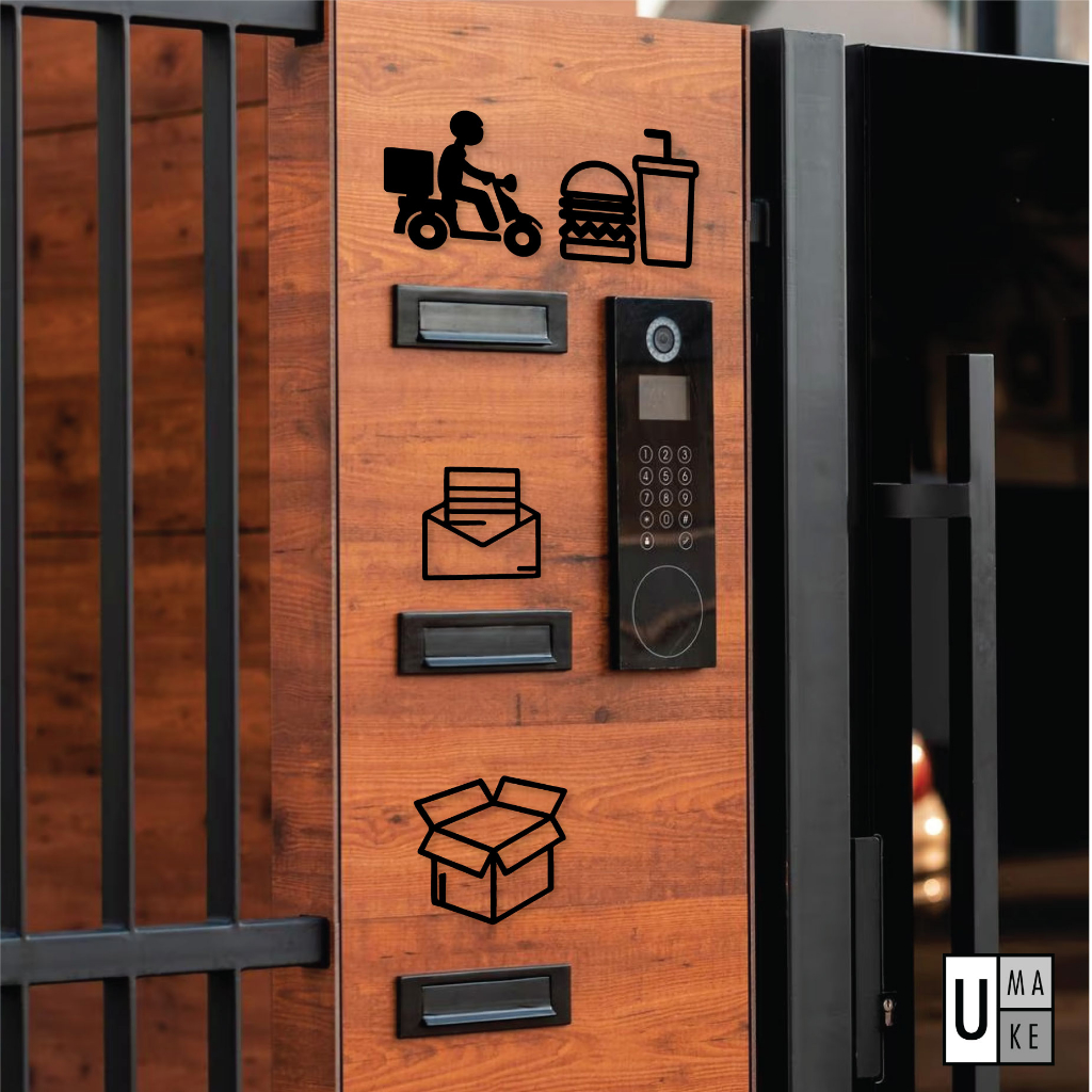 UMAKE ป้ายอะคริลิคกลางแจ้งสําหรับอาหาร จัดส่ง ป้ายพัสดุและไปรษณีย์ Minimalist Grab Foodpanda Tanda Parcel bungkusan