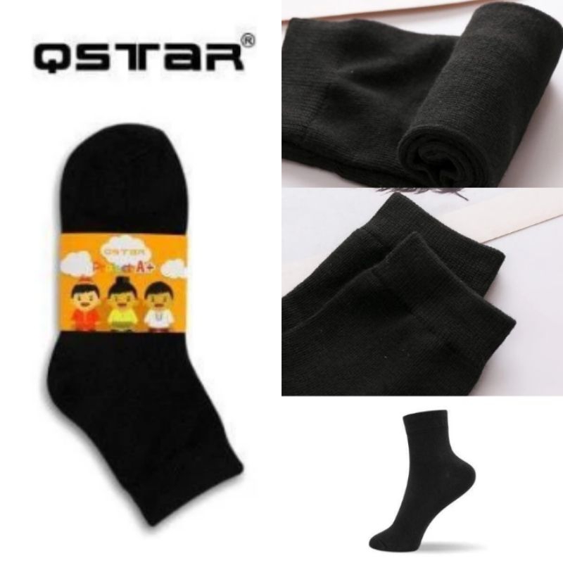 [3PAIR]QSTAR POLYESTER PROJECT A+ BLACK BOTTOM WHITE SCHOOL SOCKS
