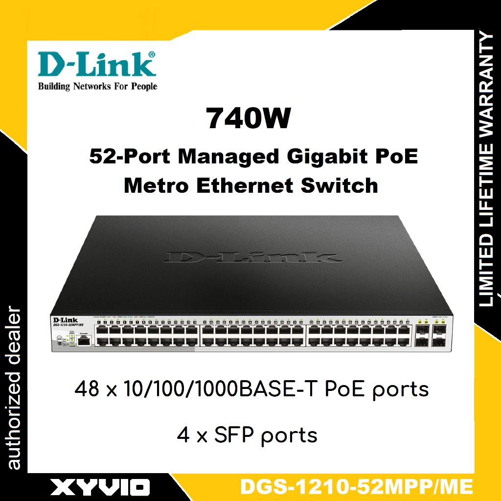 D-LINK DGS-1210-52MPP/ME 52-Port Managed Gigabit PoE Metro Ethernet Switch